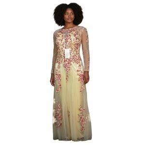 MEIER Women’s Illusion Long Sleeve Embroidery Prom/Formal Dress – Size 8 NWT